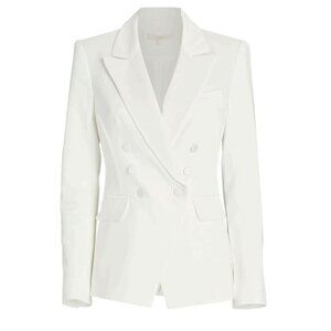 Jonathan Simkhai Double-Breasted Crepe Blazer White Size 4